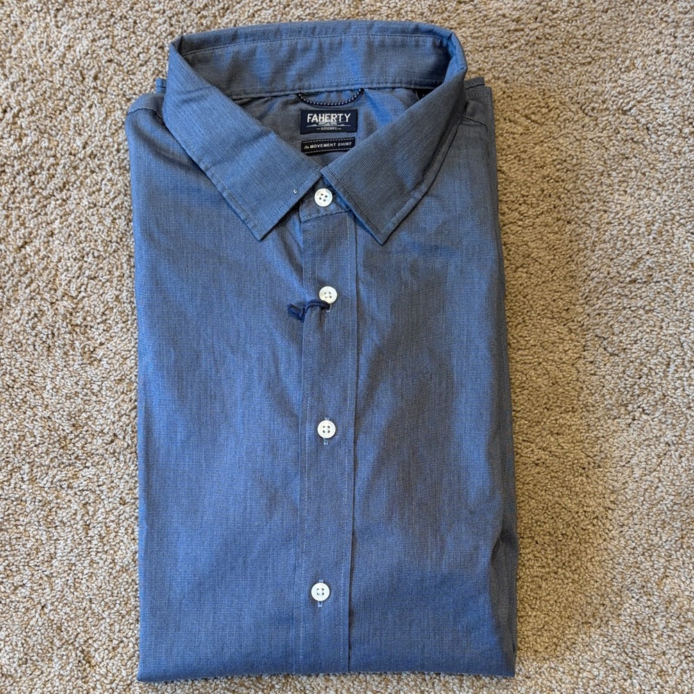 Faherty The Movement Shirt Casual Blue Button Down Mens XXL NWT